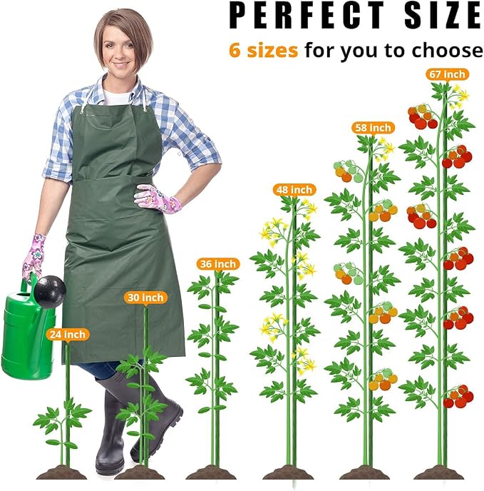 LAVEVE Garden Stakes 58 Inches Heavy Duty Steel Tomato Stake, Plastic Coated Support for Securing Trees, Climbing Plants, Cucumber, Beans, Pack of 20