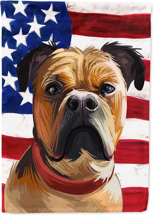 Caroline's Treasures CK6641CHF Perro de Presa Mallorquin American Flag House Flag Large Porch Sleeve Pole Decorative Outside Yard Banner Artwork Wall Hanging, Polyester, House Size, Multicolor