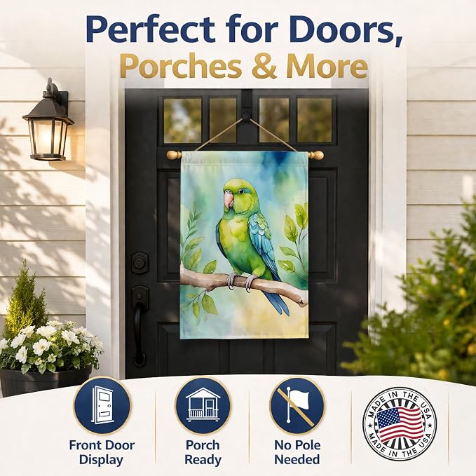 Caroline's Treasures Parrotlet House Flag Large Porch Sleeve Pole Decorative Outside Yard Banner Artwork Wall Hanging, Polyester, House Size, Multicolor