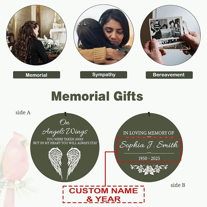 ASTARIN Custom Wind Chimes Memorial, Condolences Gift for Loss Husband Wife Son, Care Package for Grieving Friend, Garden Deep Tone Sympathy Wind Chimes(Produced in Texas)