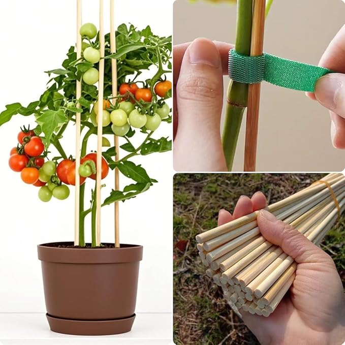 125 PCS 17.5 inch Bamboo Plant Stakes – Extra Thick 6.3mm Bamboo Sticks for Indoor & Outdoor Plants – Garden Stakes & Plant Support Stakes for Tomato, Flowers, Potted Plants & More – VESYMAN