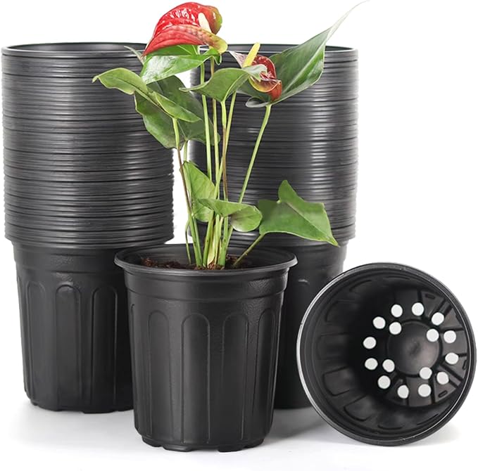 JERIA 50-Pack 1 Gallon Flexible Plant Nursery Pots,Thickened Soft Plastic Seedling Pots,Seed Starting Pot Flower Plant Container for Succulents，Seedlings