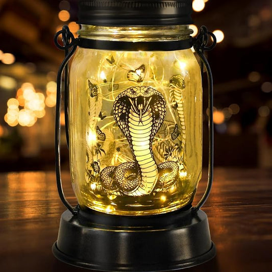 kyoryuger Snake Gifts for Women/Men Snake Solar Lanterns Mom Birthday King Cobra Snakes Animal Lovers Lantern Animal Memorial Lights Solar Garden Decoration for Yard, Patio,Backyard,Porch Torches