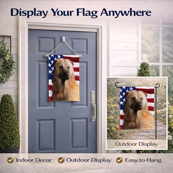 Caroline's Treasures CK6384GF Afghan Shepherd American Flag Garden Flag Mailbox Flag Decorative Yard Flag Banner Outside Patio Artwork Yard Flower Beds, Garden Size, Multicolor