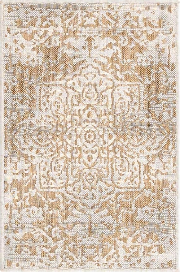Unique Loom Outdoor Collection Area Rug - Dubai (2' 2" x 3' 1" Rectangle, Beige/ Brown)