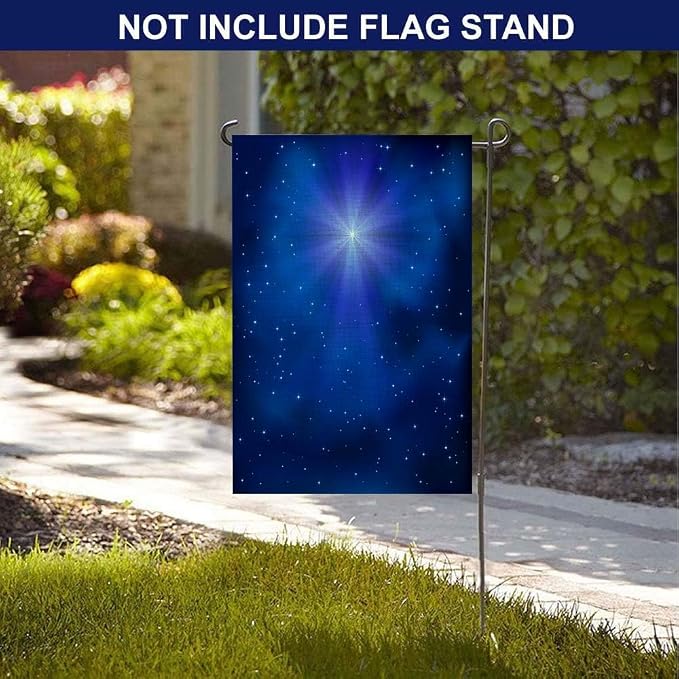 EMMTEEY Christmas Stars Starry Sky Bethlehem Burlap Garden Flag - 12.5X18 Small Yard Flag for Winter Decoration