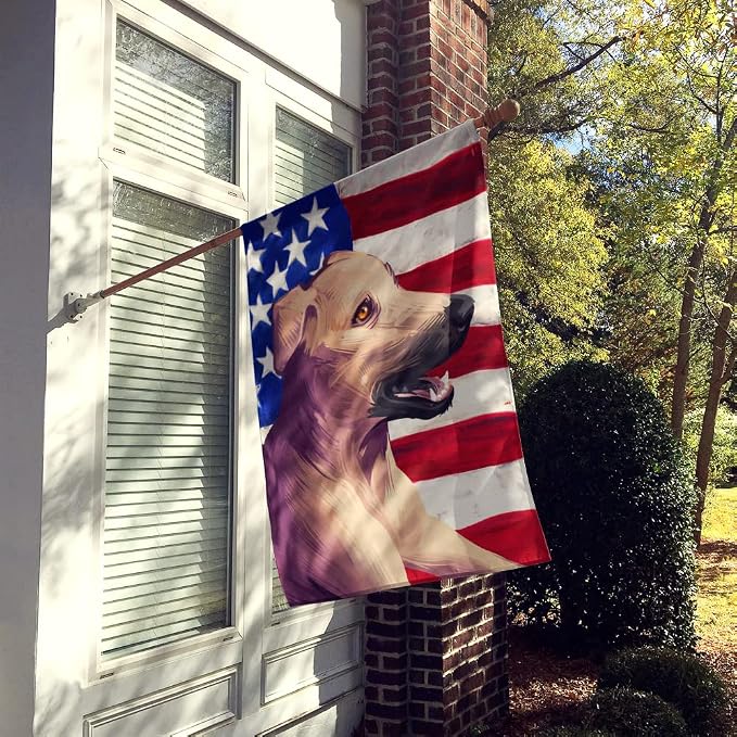 Caroline's Treasures CK6494CHF Combai Dog American Flag House Flag Large Porch Sleeve Pole Decorative Outside Yard Banner Artwork Wall Hanging, Polyester, House Size, Multicolor