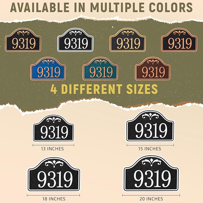Personalized Lawn Address Plaque Sign with Stakes - House Address Signs for Outside Use for House,Apartment,Office,Yard (Black/Silver)