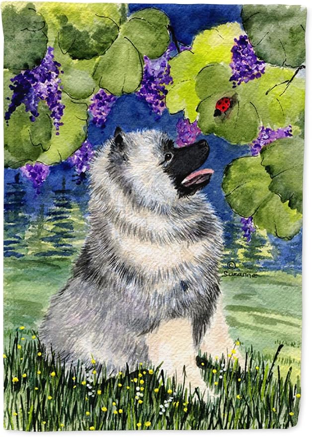 Caroline's Treasures SS8249GF Keeshond Garden Flag Mailbox Flag Decorative Yard Flag Banner Outside Patio Artwork Yard Flower Beds, Garden Size, Multicolor