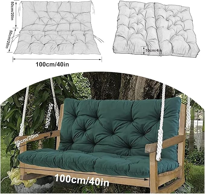 Swing Cushion Replacement Outdoor Porch Waterproof Bench Cushion 2-3 Seater Washable Bench Replacement Cushions for Outdoor Patio Porch Swing Cushions