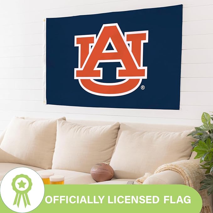 NCAA Auburn University Flag with Grommets, 3'x5' Auburn Tigers Outdoor College Flags & Banners for Garden Patio Indoor Wall Décor