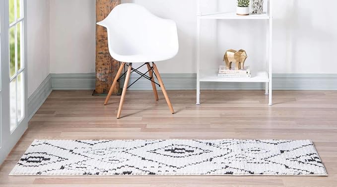 Unique Loom Morocco Collection Tribal, Southwestern, Bohemian Area Rug (2' 2 x 6' 0 Runner, Ivory/Black)