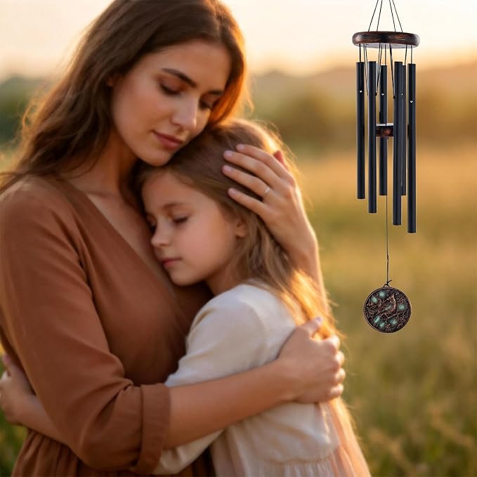 Cardinal Wind Chimes for Outside - Vintage Deep Tone Windchimes Outdoors Garden Yard Patio Indoor Home Balcony Decor Bird Hanging Decoration Memorial Sympathy Gifts for Women Men Mom