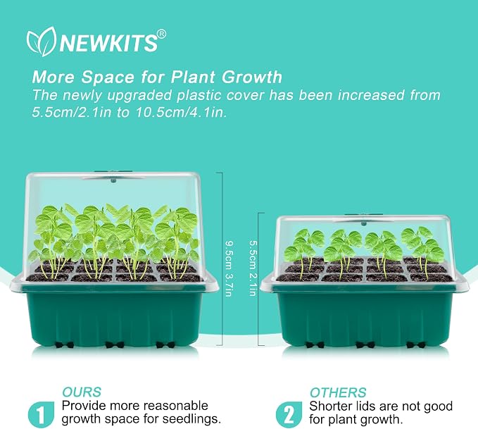 Seed Starter Tray with Grow Light, Plant Germination Starter Kit Seed Starter kit with Humidity Dome and Base for Greenhouse Grow Wheatgrass Hydroponic (Timed Seedling Tray)