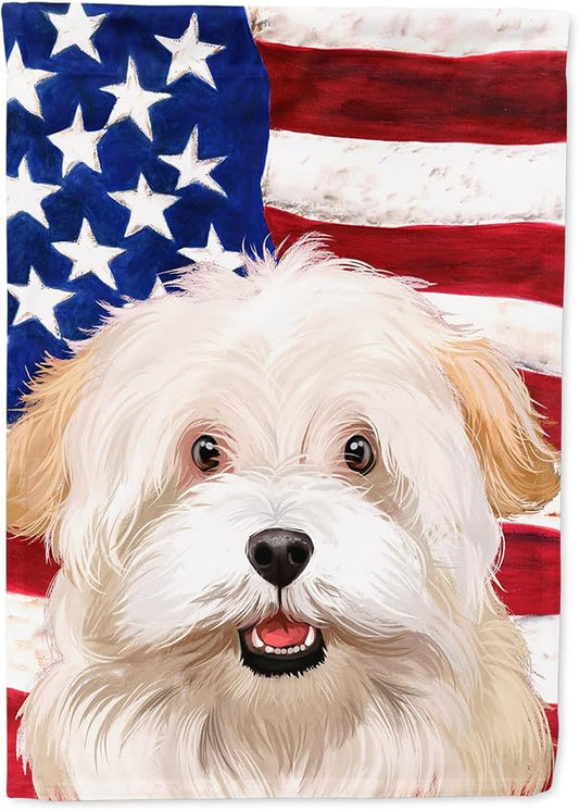 Caroline's Treasures CK6394CHF Alpine Spaniel American Flag House Flag Large Porch Sleeve Pole Decorative Outside Yard Banner Artwork Wall Hanging, Polyester, House Size, Multicolor