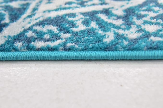 Unique Loom Sofia Collection Area Rug - Grace (6' 1" Square, Turquoise/ Ivory)