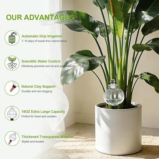 18 Oz Large Plant Watering Globes Large Self Watering Globes, Water Globes Bulbs for Indoor Outdoor Plants, Plant Water Bulbs Feeders for Watering Plants During Vacation Away Time 2-Pack