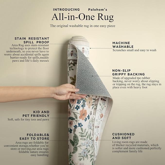 Washable Kitchen Rug Runners for Hallways: 2'x10' Bedroom Rug Non Slip Low Pile Stain Resistant Soft Indoor Floor Carpet Runner Rug for Entryway Hallway Kitchen Laundry Room Farmhouse