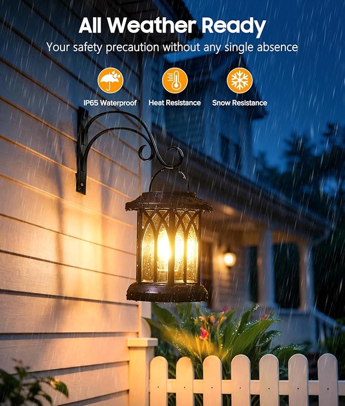 Solar Lantern Outdoor Lights with Wall Mount Kit, 2 Pack Upgraded Solar Lanterns Outdoor Waterproof, Hanging Solar Lights for Outside Decorative Yard Patio Path Porch Garden Decor