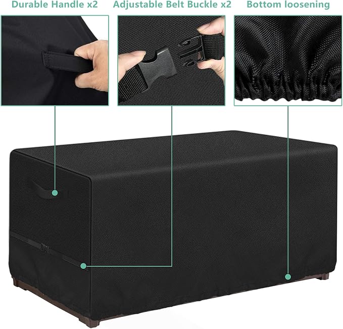 Patio Deck Box Storage Cover 63"L x 30"W x 28"H for 150-230 Gallon Box | Heavy Duty 600D Polyester Oxford, Tear Resistant Rectangular Fire Pit Table Covers, Rectangular Storage Bench Covers