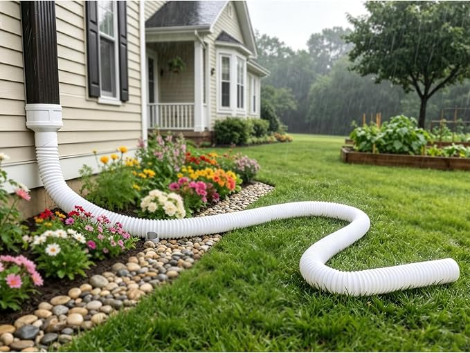 Prestantious 16.5ft Long Gutter Downspout Extensions, Downspout Extender Drainage Pipe for 2"×3" and 3"×4" Downspout, Outside Diameter 3.1 Inches, Pipe Stretched Length 16.5ft (White-1 pack)