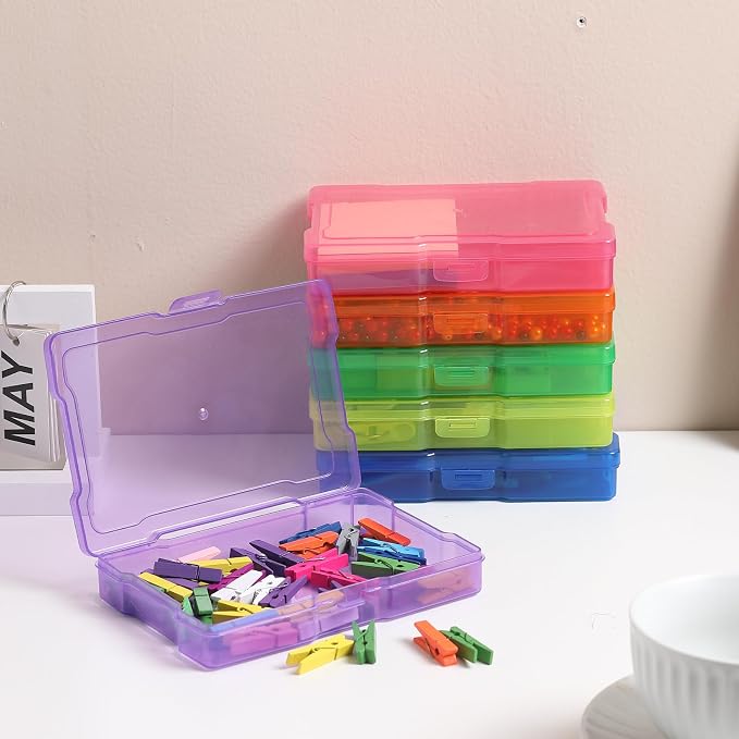 novelinks 24 Pack 4"x6" Photo Storage Boxes and Picture Organizer (Color) | Photo Organizers and Storage, Task Boxes for Special Education, Picture Box, Photo Storage Containers, Flash Card Holder