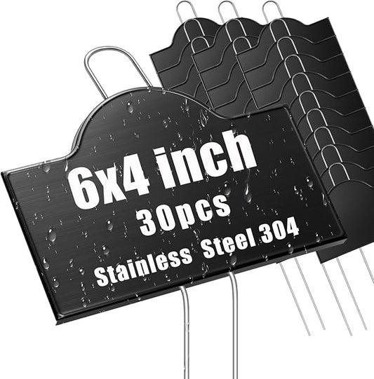 Landhoow 30 Pack Extra Large Metal Plant Labels 6" x 4" with 11'' Stake Stainless Steel Garden Markers Waterproof Memorial Plaques Weatherproof Plant Sign for Vegetable Herb Flower Greenhouse Outdoor