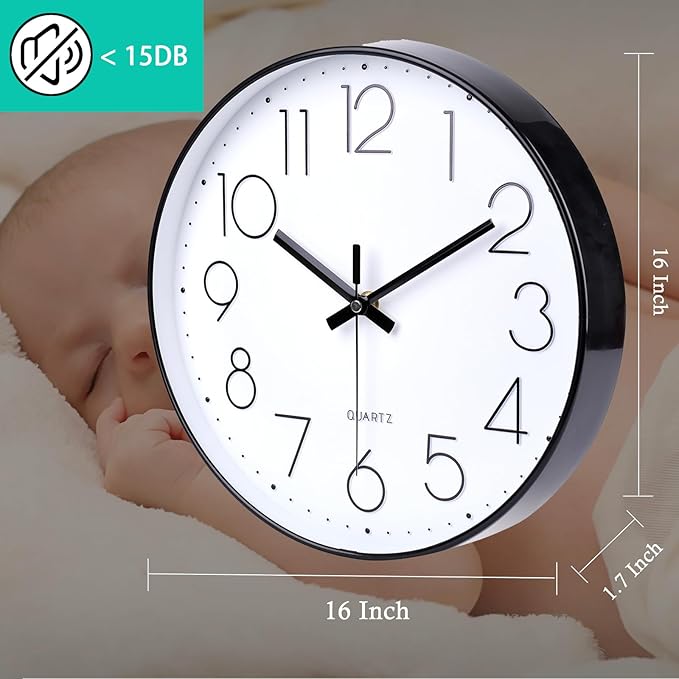 jomparis 16 Inch Large Wall Clock Modern Elegant Style for Living Room Office Kitchen Dining Room