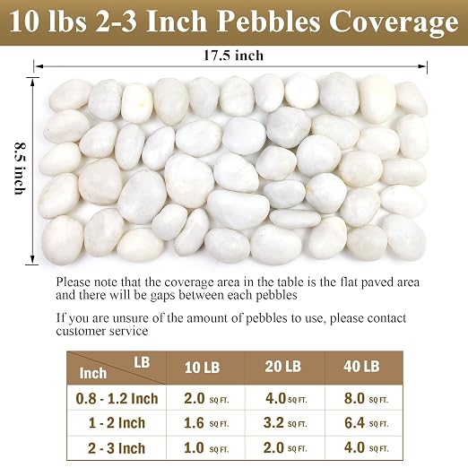FANTIAN 10 lbs Large River Rocks for Landscaping, 2-3 Inch Polished White Pebbles for Plants, Decorative White Stones for Planters Vase Aquarium and Outdoor Garden Rocks