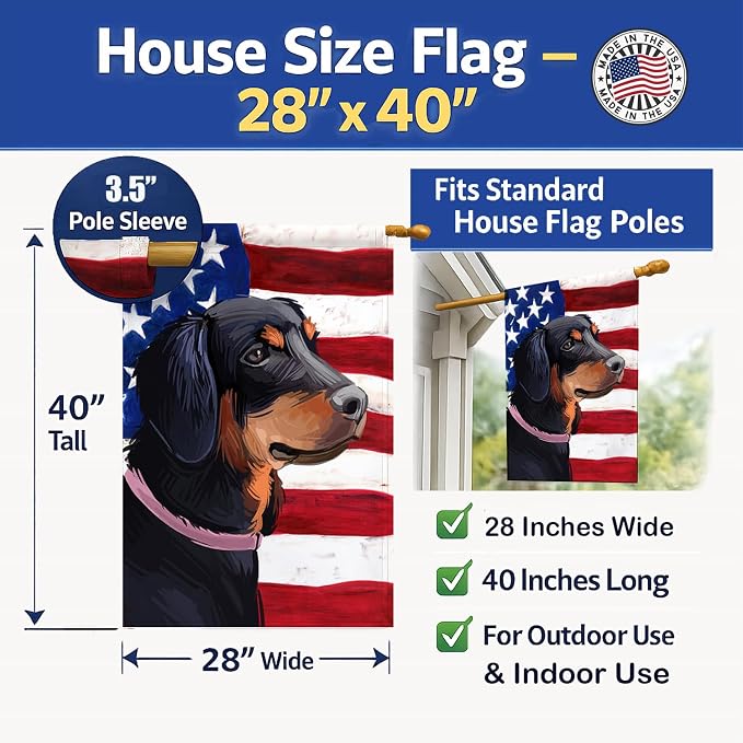 Caroline's Treasures CK6713CHF Slovensky Kopov American Flag House Flag Large Porch Sleeve Pole Decorative Outside Yard Banner Artwork Wall Hanging, Polyester, House Size, Multicolor
