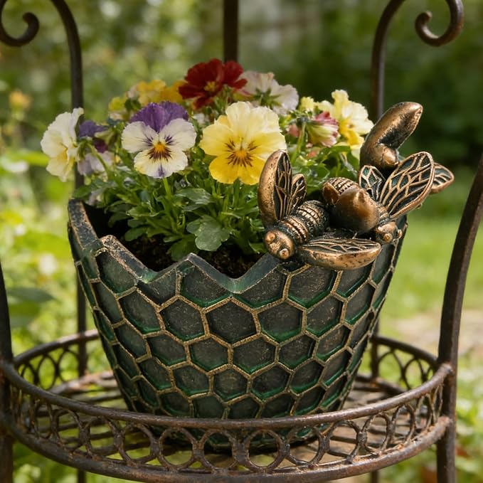 Garden Flower Pots Outdoor Planter: Decorative Pots for Plants Indoor with Drainage Cute Small 6 inch Mums Gardening Porch Railing Yard Decor Patio Decorations