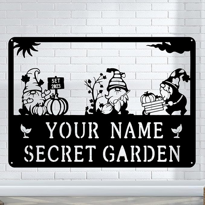 Decorative Signage, Customize Metal Garden Signs Outdoor Decor, Personalized Family Name Sign for Mom Grandma, Rustic Wall Art