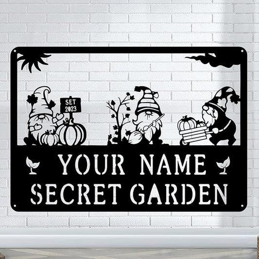 Decorative Signage, Customize Metal Garden Signs Outdoor Decor, Personalized Family Name Sign for Mom Grandma, Rustic Wall Art