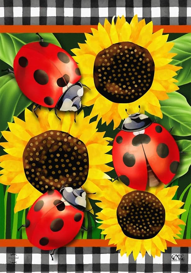Ladybugs And Sunflowers Summer House Flag Floral Everyday 28" x 40" Briarwood Lane