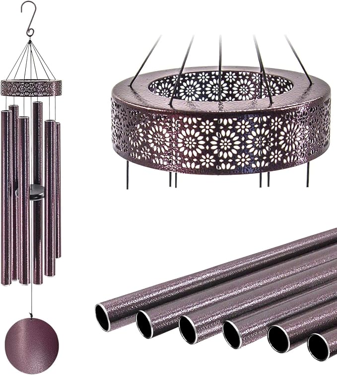 ASTARIN 48'' Wind Chimes for Outside Deep Tone - Large Windchimes with 6 Heavy Tubes, Memorial Wind Chimes Outdoor for Garden Hanging Décor,Sympathy Gifts，Bronze