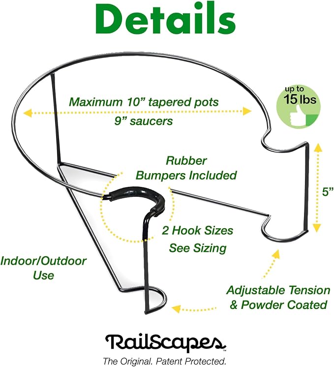 Bloem Railscapes Floating Railing Plant Clip for 1/2" - 3/4” Narrow Spindles