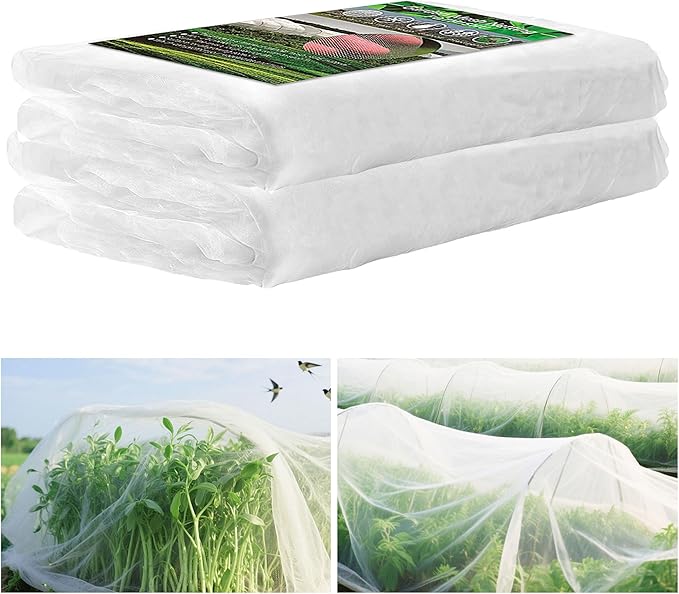 Garden Netting 10x50FT 2 Packs Ultra Fine Mesh Netting Bird Barrier Protection Vegetable Fruit Tree Bushes Plant Cover for Raised Bed