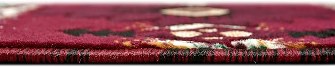 YHSF South West Native American Area Rug C318 - Easy Clean, Thick, Soft, Durable Native Tribal American Indian Inspired Rug for Bedroom/Living Room and More - Burgundy, 16 Inches x 28 Inches