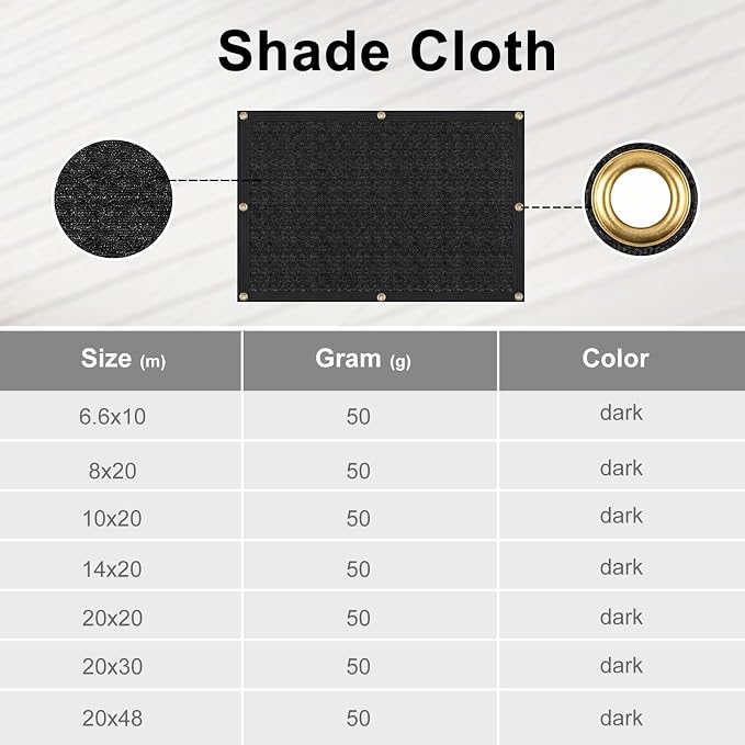 14'x20' Garden Shade Cloth 50% Sunblock Mesh Tarp with Grommets | Outdoor Sun Shade & Plant Freeze Protection Cover for Greenhouse, Kennel, Lawn, Patio, Black