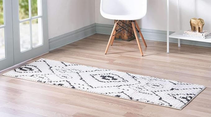 Unique Loom Morocco Collection Tribal, Southwestern, Bohemian Area Rug (2' 2 x 6' 0 Runner, Ivory/Black)