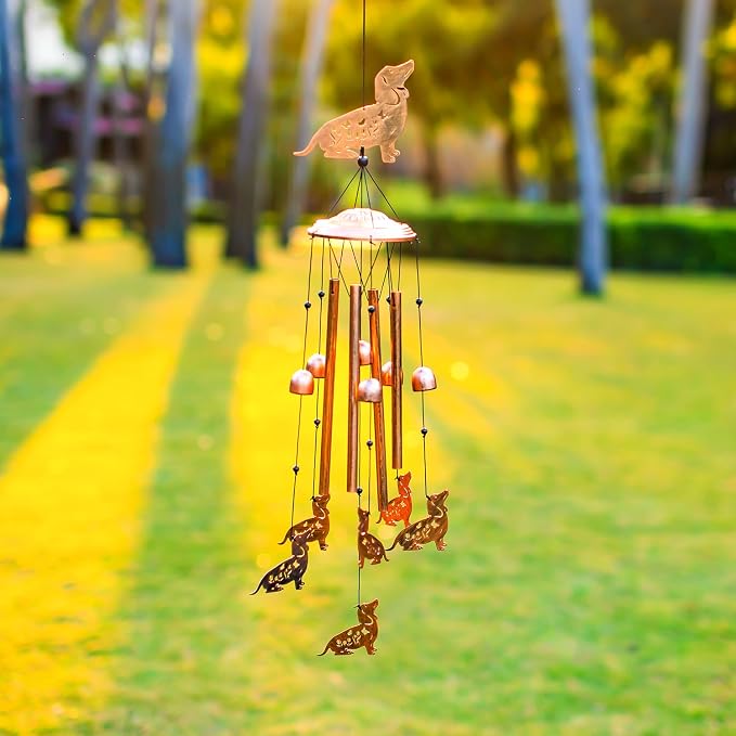 Dachshund Dog Wind Chimes for Outside,Dog Gifts for Women Men/Memorial Gift/Birthday Gifts Metal windchimes Outdoors/Indoors,Garden Decor,Patio,Home,Porch,Yard Decorations
