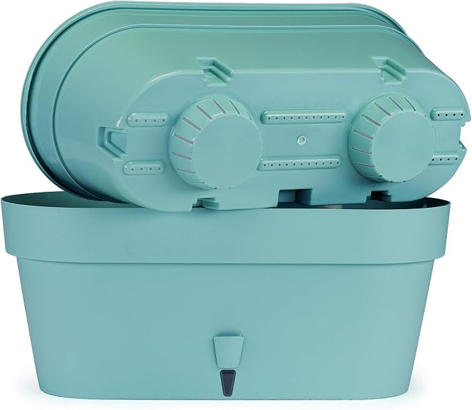 DECOPOTS - Self Watering Window Box Planter - Indoor/Outdoor - Windows/Oblong Shape Plastic Planter with Bottom Watering and Water Level Indicator (15.6 Inch Long, Graphite
