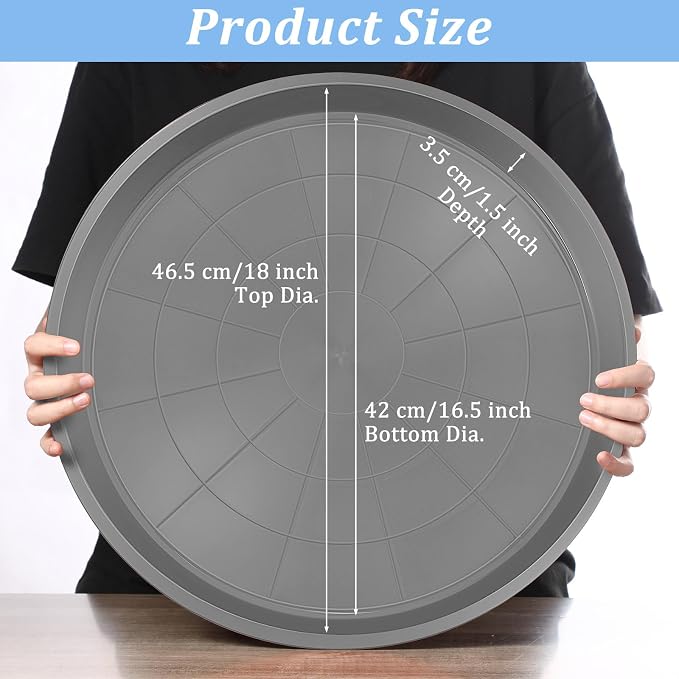 Eccliy 6 Pack Plastic Plant Saucer Heavy Duty Planter Saucers Large Plant Pot Saucers Plastic Water Trays for Indoors and Outdoors Flower Plant Plant Drip (Gray,18 Inch)