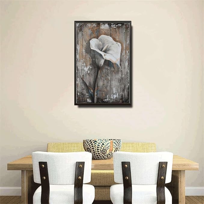 Metal Sign Tin Sign Vintage Antique Elegance Calla Lily Tin Sign for Shabby Chic Interiors Rustic Charm and Corrosion Resista Greenhouse Decor for Restaurant 12×16 Inches with Metal Frame