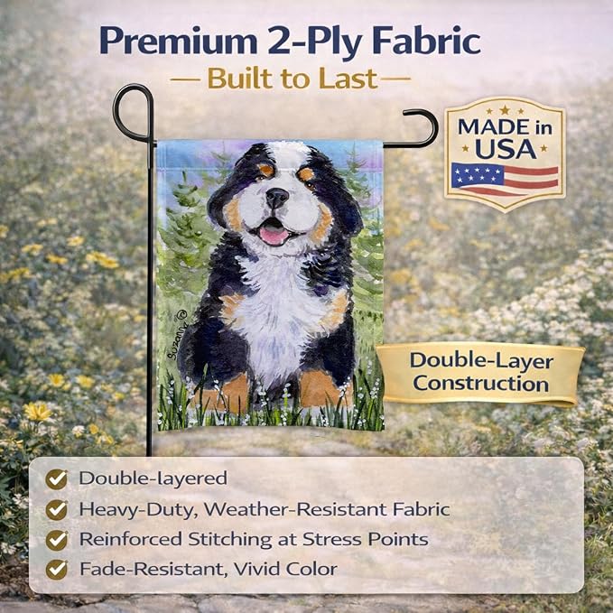 Caroline's Treasures SS8750GF Bernese Mountain Dog Garden Flag Mailbox Flag Decorative Yard Flag Banner Outside Patio Artwork Yard Flower Beds, Garden Size, Multicolor