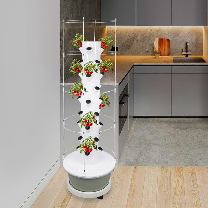 Hydroponic Growing Tower System, 9-Tier 36 Holes Vertical Garden Tower Indoor with Water Pump & Timer, Indoor Outdoor Hydroponics System for Lettuce, Strawberries, Herbs, Vegetables, Home Gardening