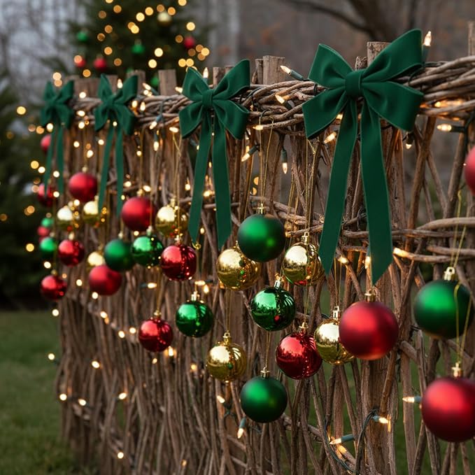Soulchen 12 Pcs 20 Inches Christmas Garland Ties with Large Velvet Bows Reusable Holiday Wreath Twist Tie Bows for Banister Christmas Tree Indoor Outdoor Party Decorations (Dark Green)