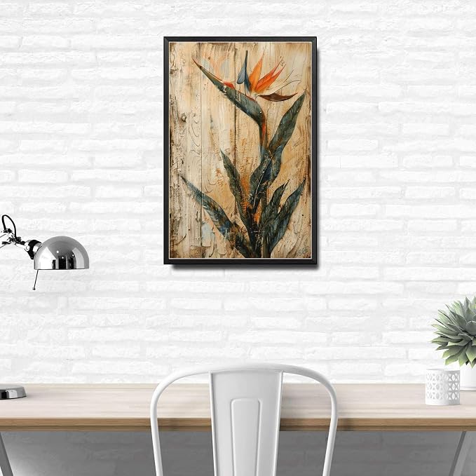 Metal Sign Tin Sign Vintage Wall Art Shabby Chic Bird of Paradise Tin Sign for Distressed Wood Art Vintage Aesthetics and Easy Mounting Garden Tin Signs for Bar 12×16 Inches with Metal Frame