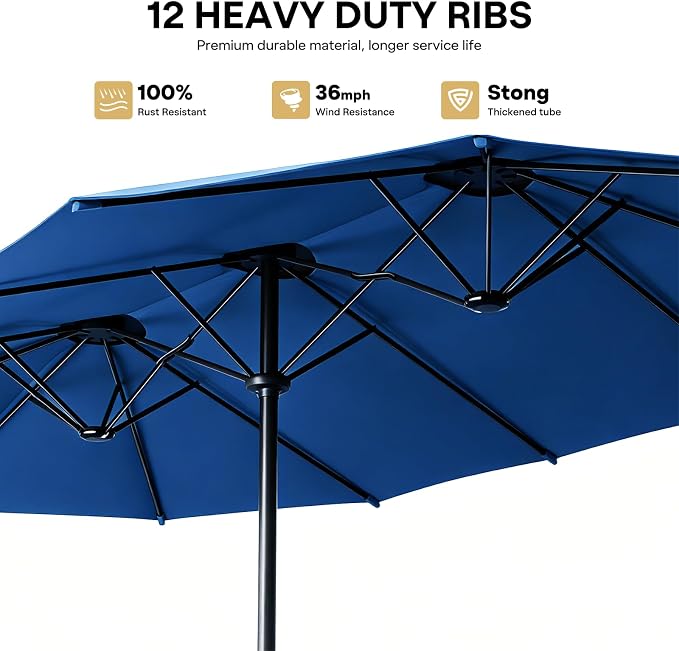 Sannwsg Outdoor Patio Umbrella,Table Umbrella with Push Button Tilt and Crank,Market Umbrella with 8 Sturdy Ribs,Yard Umbrella