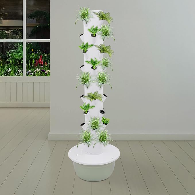 Hydroponics Growing System, 36 Pods Large Vertical Hydroponic Growing Tower with Water Pump & Loop Timer, 9-Tier Indoor Gardening System for Herb Vegetable Fruit (Light Green)